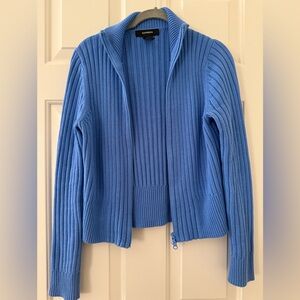 Express Blue Ribbed Women's Cardigan